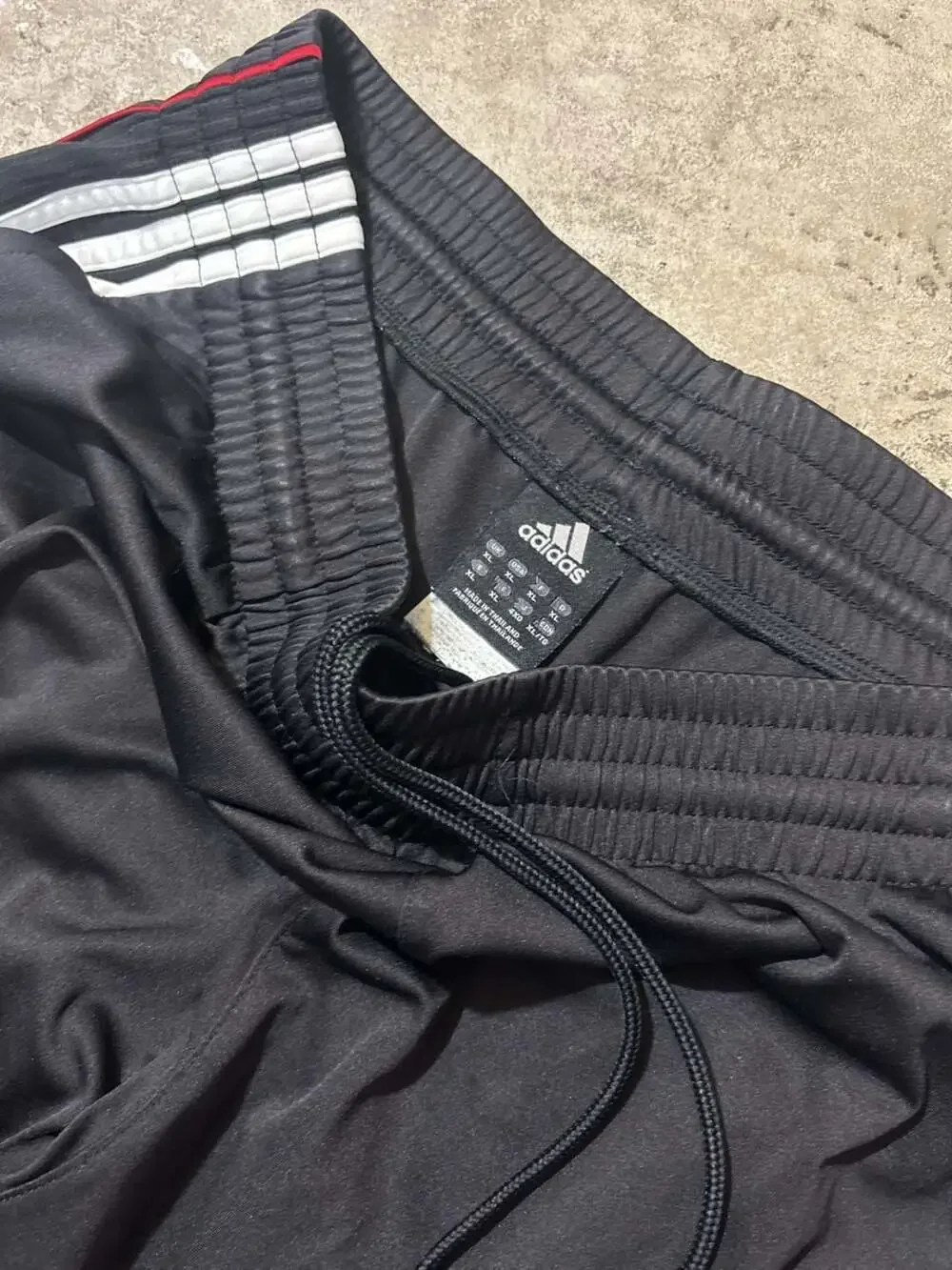 Adidas Men's 3-Stripes Athletic Track Pants in Black with Red Side Panels